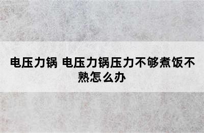 电压力锅 电压力锅压力不够煮饭不熟怎么办